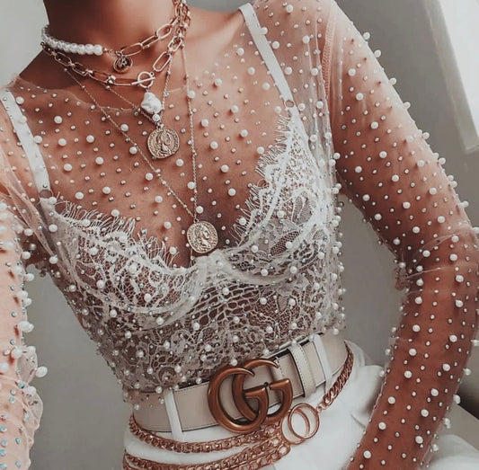 PEARL MESH TOPS