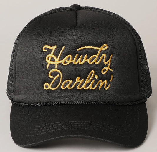 YELLOW HOWDY DARLING TRUCKER HAT