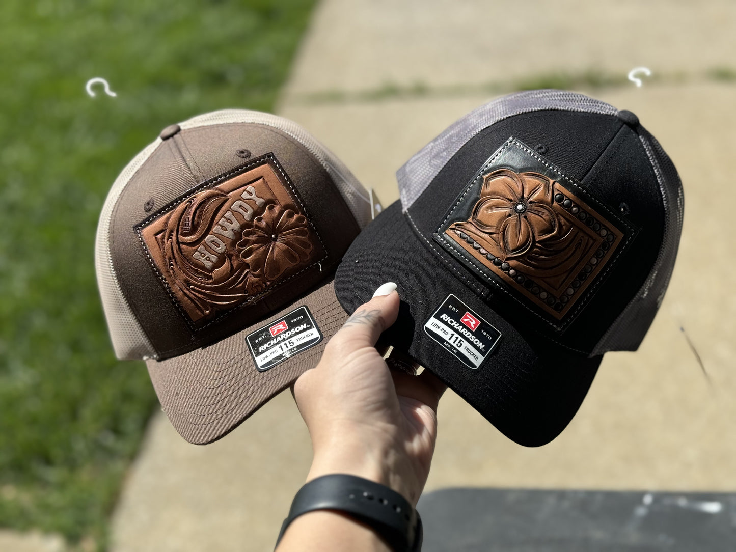 TOOLED LEATHER TRUCKER CAP