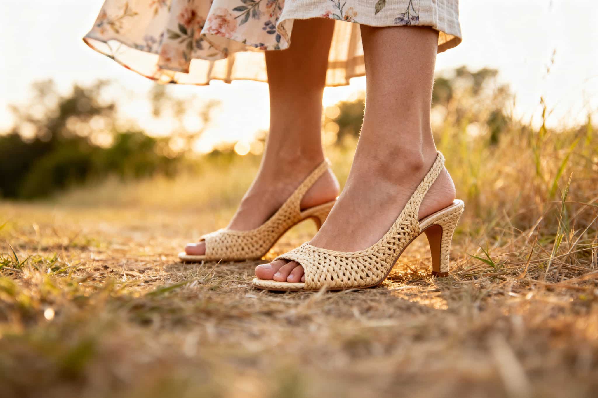 raffia kitten heels