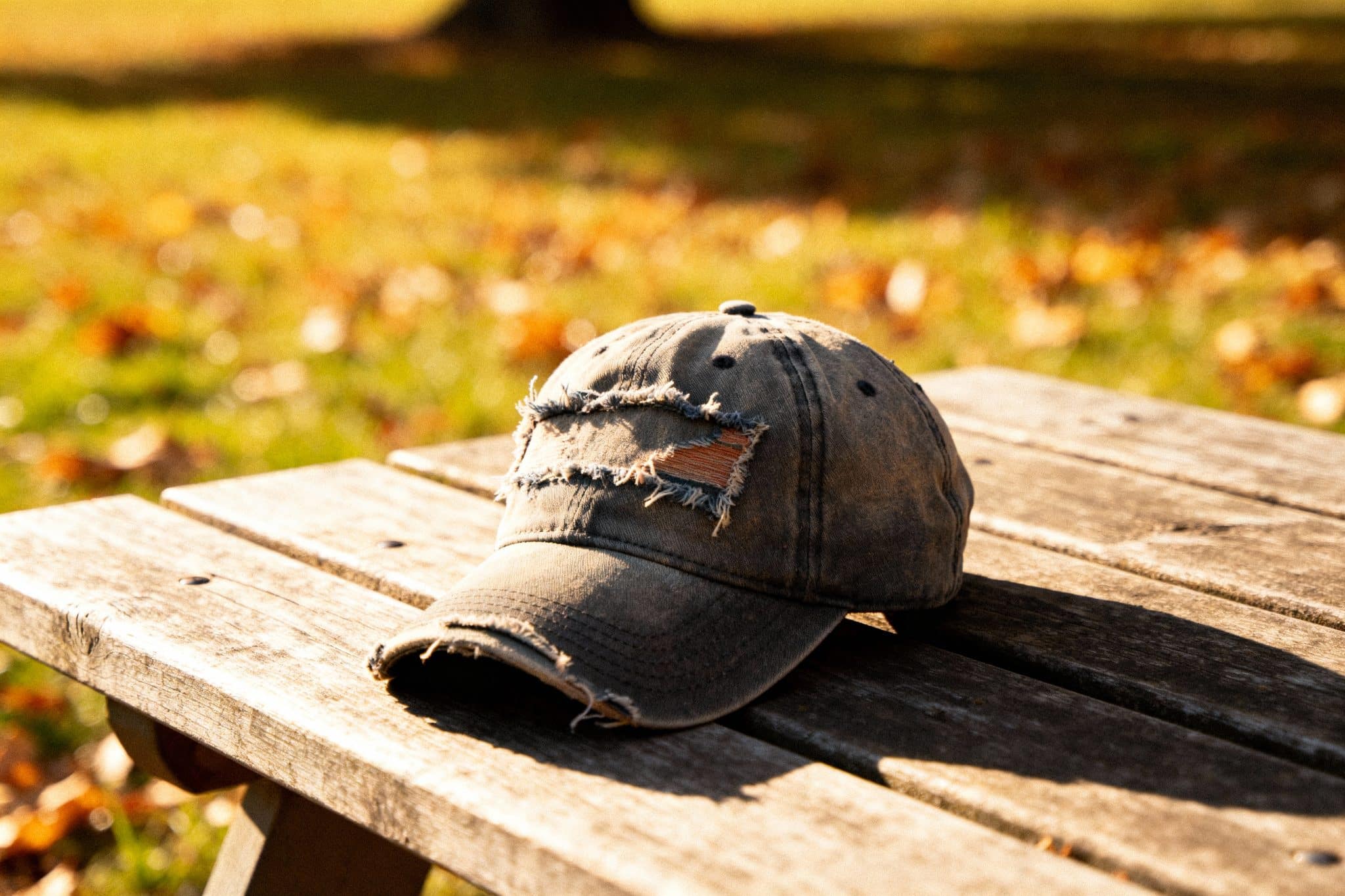 distressed baseball hat