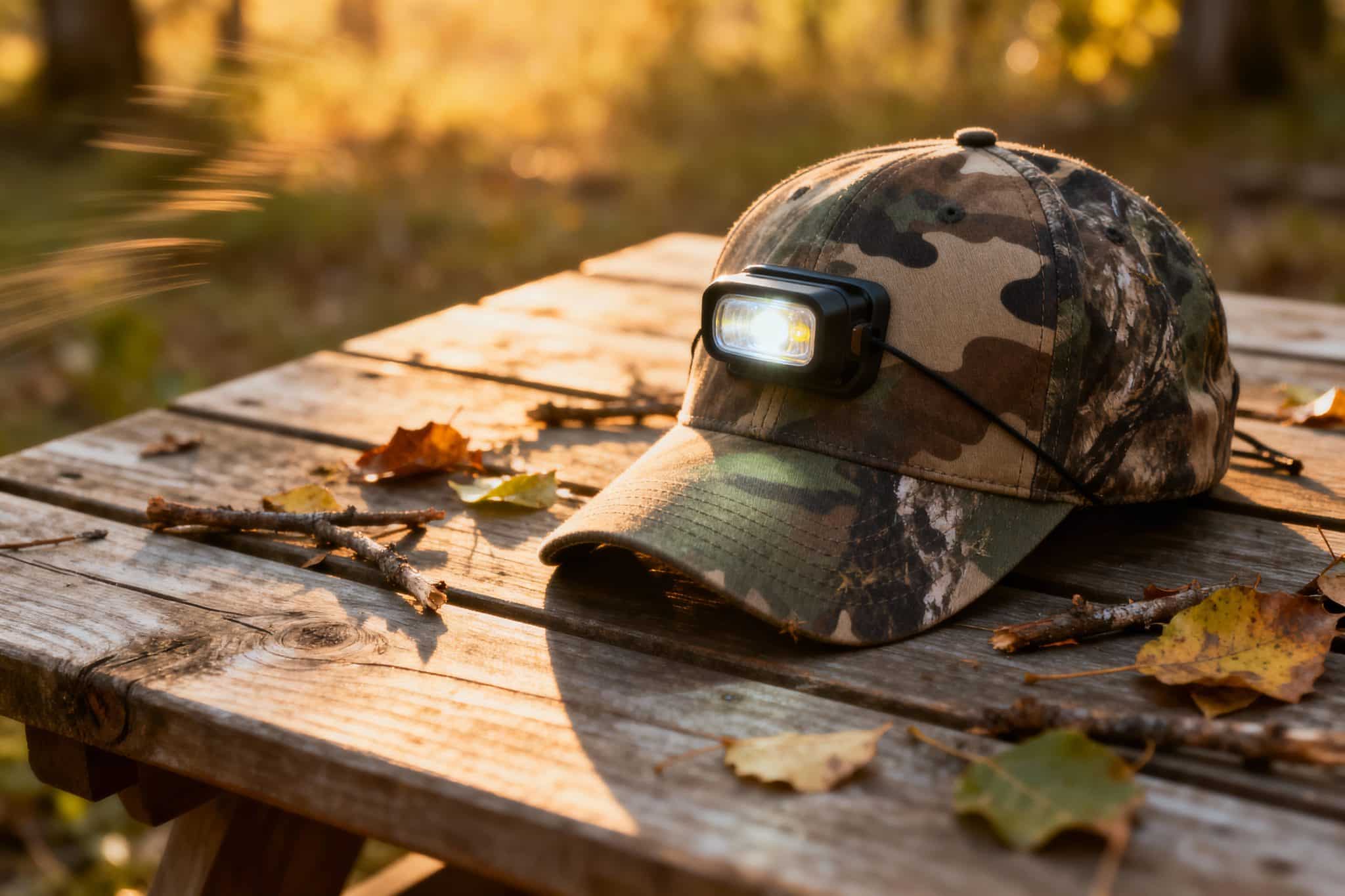 camo hat with light