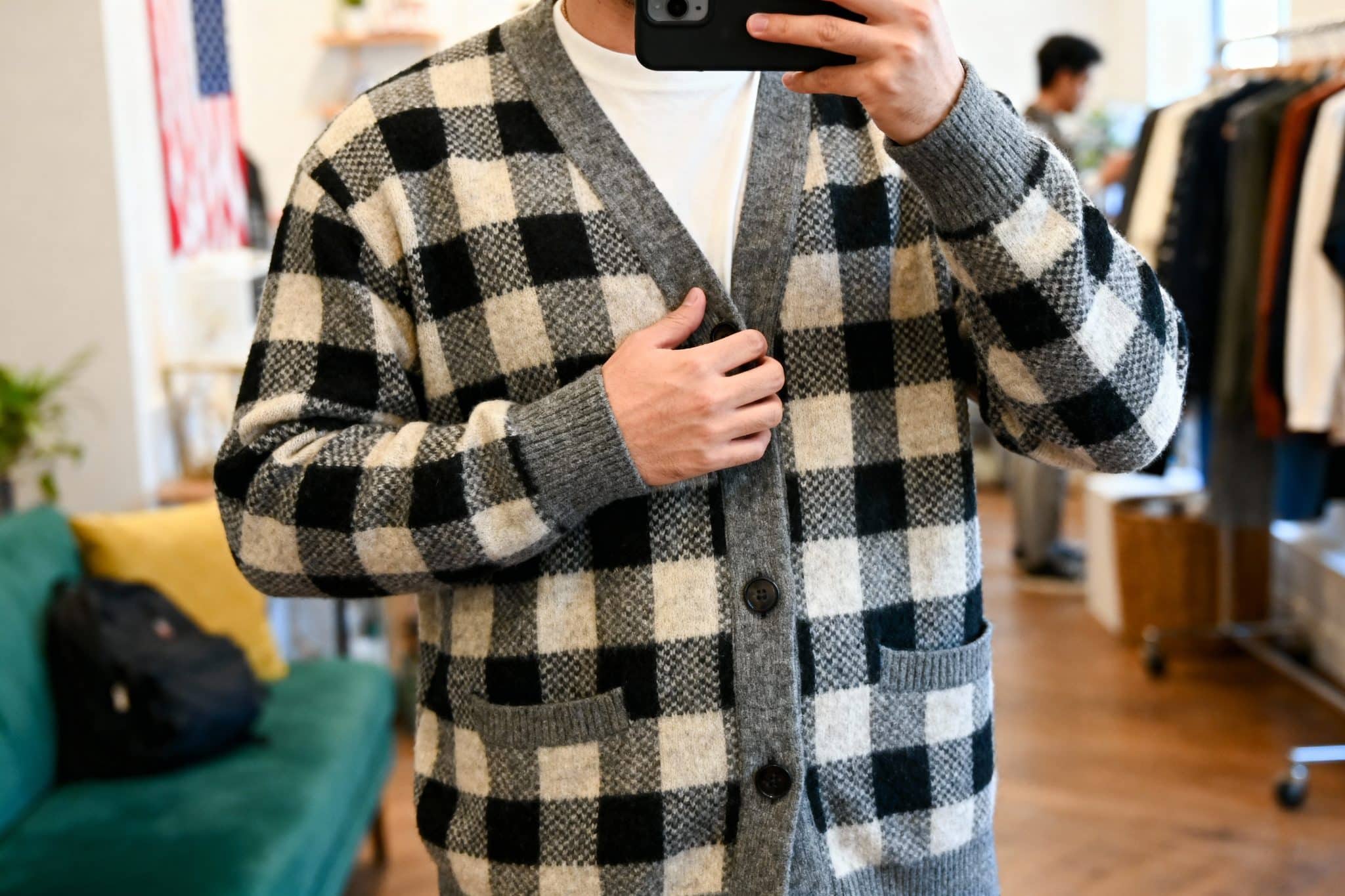 check cardigan