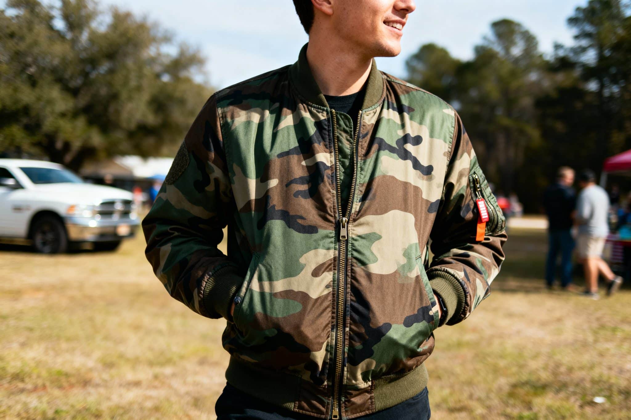 camo bomber jacket