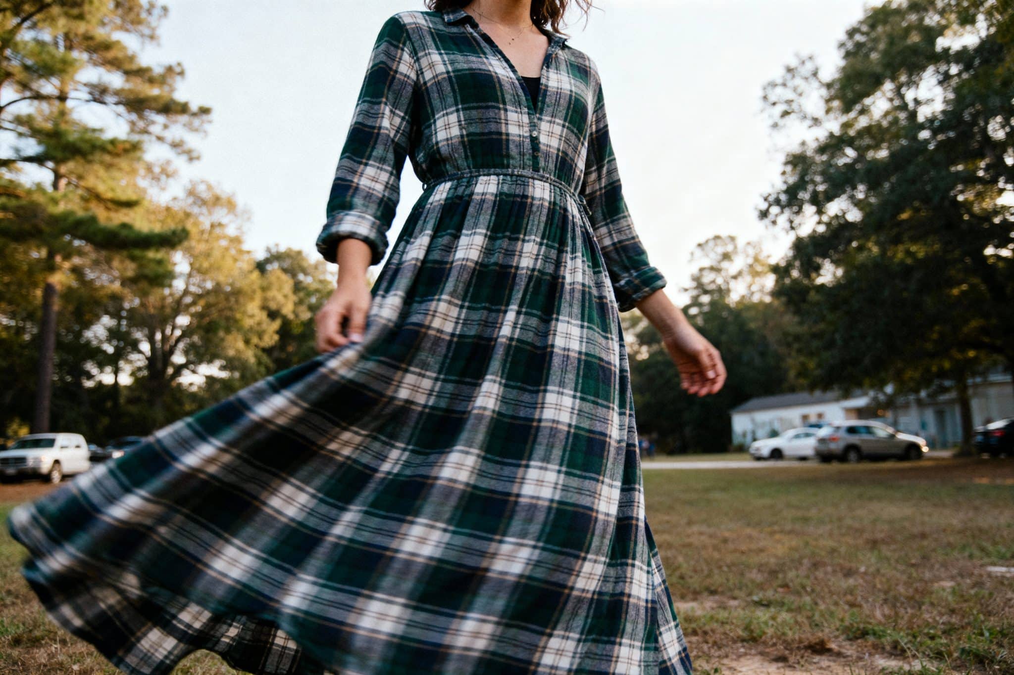 plaid maxi dress